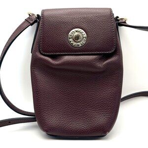 COLE HAAN Leather Crossbody Phone Bag (Maroon)